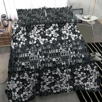 Black Hawaiian Tapa Tribal Hibiscus Bedding Set LT9 - Polynesian Pride