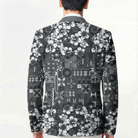 Black Hawaiian Tapa Tribal Hibiscus Blazer LT9 - Polynesian Pride