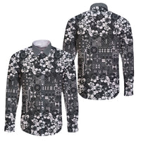 Black Hawaiian Tapa Tribal Hibiscus Family Matching Mermaid Dress and Hawaiian Shirt