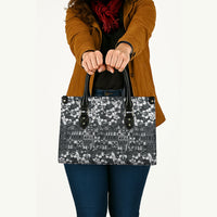 Black Hawaiian Tapa Tribal Hibiscus Leather Bag LT9 - Polynesian Pride