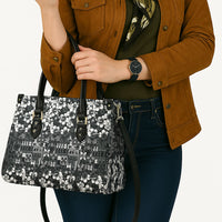 Black Hawaiian Tapa Tribal Hibiscus Leather Bag LT9 - Polynesian Pride