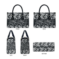 Black Hawaiian Tapa Tribal Hibiscus Leather Bag LT9 - Polynesian Pride