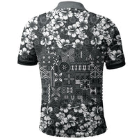 Black Hawaiian Tapa Tribal Hibiscus Polo Shirt LT9 - Polynesian Pride