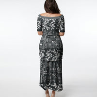 Black Hawaiian Tapa Tribal Hibiscus Puletasi LT9 - Polynesian Pride