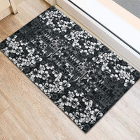 Black Hawaiian Tapa Tribal Hibiscus Rubber Doormat LT9 - Polynesian Pride