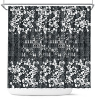 Black Hawaiian Tapa Tribal Hibiscus Shower Curtain LT9 Black - Polynesian Pride