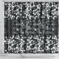 Black Hawaiian Tapa Tribal Hibiscus Shower Curtain LT9 - Polynesian Pride