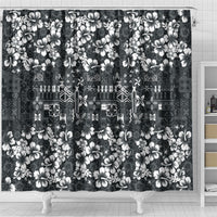 Black Hawaiian Tapa Tribal Hibiscus Shower Curtain LT9 - Polynesian Pride
