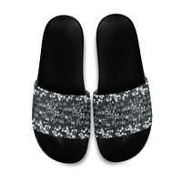 Black Hawaiian Tapa Tribal Hibiscus Slide Sandals LT9 Black - Polynesian Pride