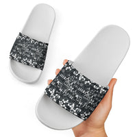 Black Hawaiian Tapa Tribal Hibiscus Slide Sandals LT9 - Polynesian Pride