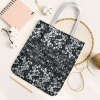 Black Hawaiian Tapa Tribal Hibiscus Tote Bag LT9 White Strap One Size Black - Polynesian Pride
