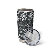 Black Hawaiian Tapa Tribal Hibiscus Tumbler Cup LT9 - Polynesian Pride