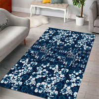 Blue Hawaiian Tapa Tribal Hibiscus Area Rug LT9 - Polynesian Pride