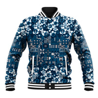 Blue Hawaiian Tapa Tribal Hibiscus Baseball Jacket LT9 Unisex Blue - Polynesian Pride