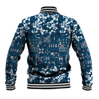 Blue Hawaiian Tapa Tribal Hibiscus Baseball Jacket LT9 - Polynesian Pride