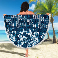 Blue Hawaiian Tapa Tribal Hibiscus Beach Blanket LT9 - Polynesian Pride