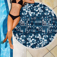 Blue Hawaiian Tapa Tribal Hibiscus Beach Blanket LT9 - Polynesian Pride