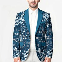 Blue Hawaiian Tapa Tribal Hibiscus Blazer LT9 - Polynesian Pride