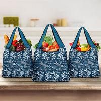 Blue Hawaiian Tapa Tribal Hibiscus Grocery Bag LT9 3-pack One Size Blue - Polynesian Pride