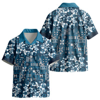 Blue Hawaiian Tapa Tribal Hibiscus Kid Hawaiian Shirt LT9 - Polynesian Pride