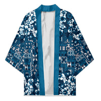 Blue Hawaiian Tapa Tribal Hibiscus Kimono LT9 Unisex Blue - Polynesian Pride