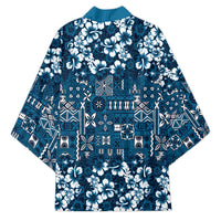 Blue Hawaiian Tapa Tribal Hibiscus Kimono LT9 - Polynesian Pride