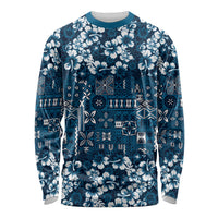 Blue Hawaiian Tapa Tribal Hibiscus Long Sleeve Shirt LT9 Unisex Blue - Polynesian Pride