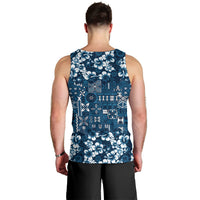 Blue Hawaiian Tapa Tribal Hibiscus Men Tank Top LT9 - Polynesian Pride