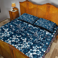 Blue Hawaiian Tapa Tribal Hibiscus Quilt Bed Set LT9 - Polynesian Pride