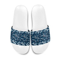 Blue Hawaiian Tapa Tribal Hibiscus Slide Sandals LT9 Blue - Polynesian Pride