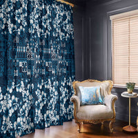 Blue Hawaiian Tapa Tribal Hibiscus Window Curtain LT9 - Polynesian Pride