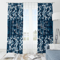 Blue Hawaiian Tapa Tribal Hibiscus Window Curtain LT9 - Polynesian Pride