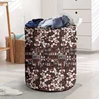 Burgundy Hawaiian Tapa Tribal Hibiscus Laundry Basket