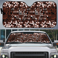 Burgundy Hawaiian Tapa Tribal Hibiscus Auto Sun Shade LT9 Burgundy - Polynesian Pride