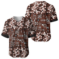 Burgundy Hawaiian Tapa Tribal Hibiscus Baseball Jersey LT9 - Polynesian Pride