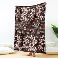 Burgundy Hawaiian Tapa Tribal Hibiscus Blanket LT9 - Polynesian Pride