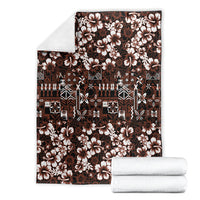 Burgundy Hawaiian Tapa Tribal Hibiscus Blanket LT9 - Polynesian Pride