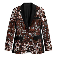 Burgundy Hawaiian Tapa Tribal Hibiscus Blazer LT9 Unisex Burgundy - Polynesian Pride