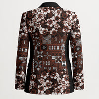 Burgundy Hawaiian Tapa Tribal Hibiscus Blazer LT9 - Polynesian Pride