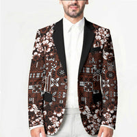Burgundy Hawaiian Tapa Tribal Hibiscus Blazer LT9 - Polynesian Pride