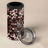 Burgundy Hawaiian Tapa Tribal Hibiscus 4 in 1 Can Cooler Tumbler LT9 - Polynesian Pride
