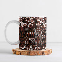 Burgundy Hawaiian Tapa Tribal Hibiscus Ceramic Mug LT9 Burgundy - Polynesian Pride