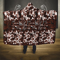 Burgundy Hawaiian Tapa Tribal Hibiscus Hooded Blanket LT9 - Polynesian Pride