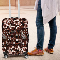 Burgundy Hawaiian Tapa Tribal Hibiscus Luggage Cover
