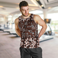 Burgundy Hawaiian Tapa Tribal Hibiscus Men Tank Top LT9 Burgundy - Polynesian Pride