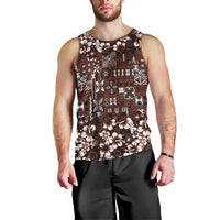 Burgundy Hawaiian Tapa Tribal Hibiscus Men Tank Top LT9 - Polynesian Pride