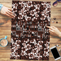 Burgundy Hawaiian Tapa Tribal Hibiscus Puzzle LT9 Burgundy - Polynesian Pride