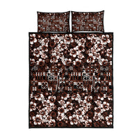 Burgundy Hawaiian Tapa Tribal Hibiscus Quilt Bed Set LT9 - Polynesian Pride