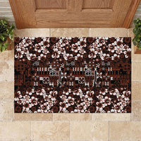 Burgundy Hawaiian Tapa Tribal Hibiscus Rubber Doormat LT9 Burgundy - Polynesian Pride