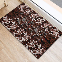 Burgundy Hawaiian Tapa Tribal Hibiscus Rubber Doormat LT9 - Polynesian Pride